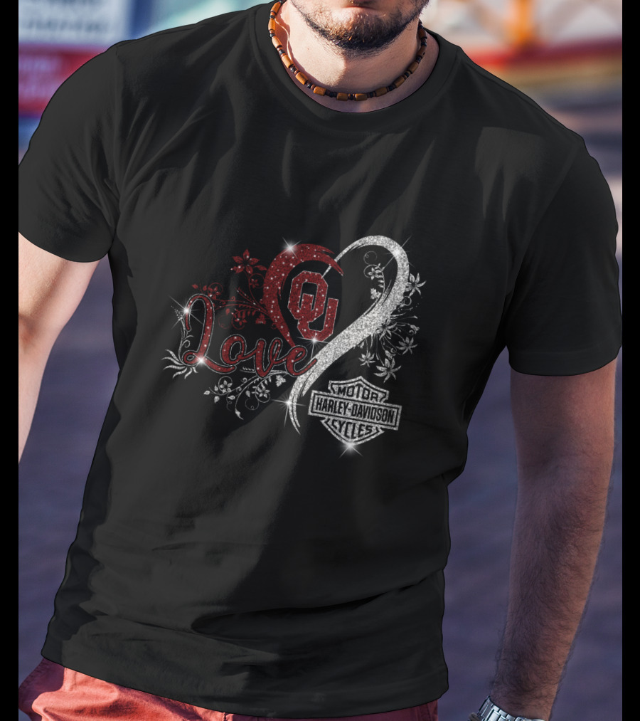 Love Oklahoma Sooners Ou Harley Davidson Cycles T-Shirt