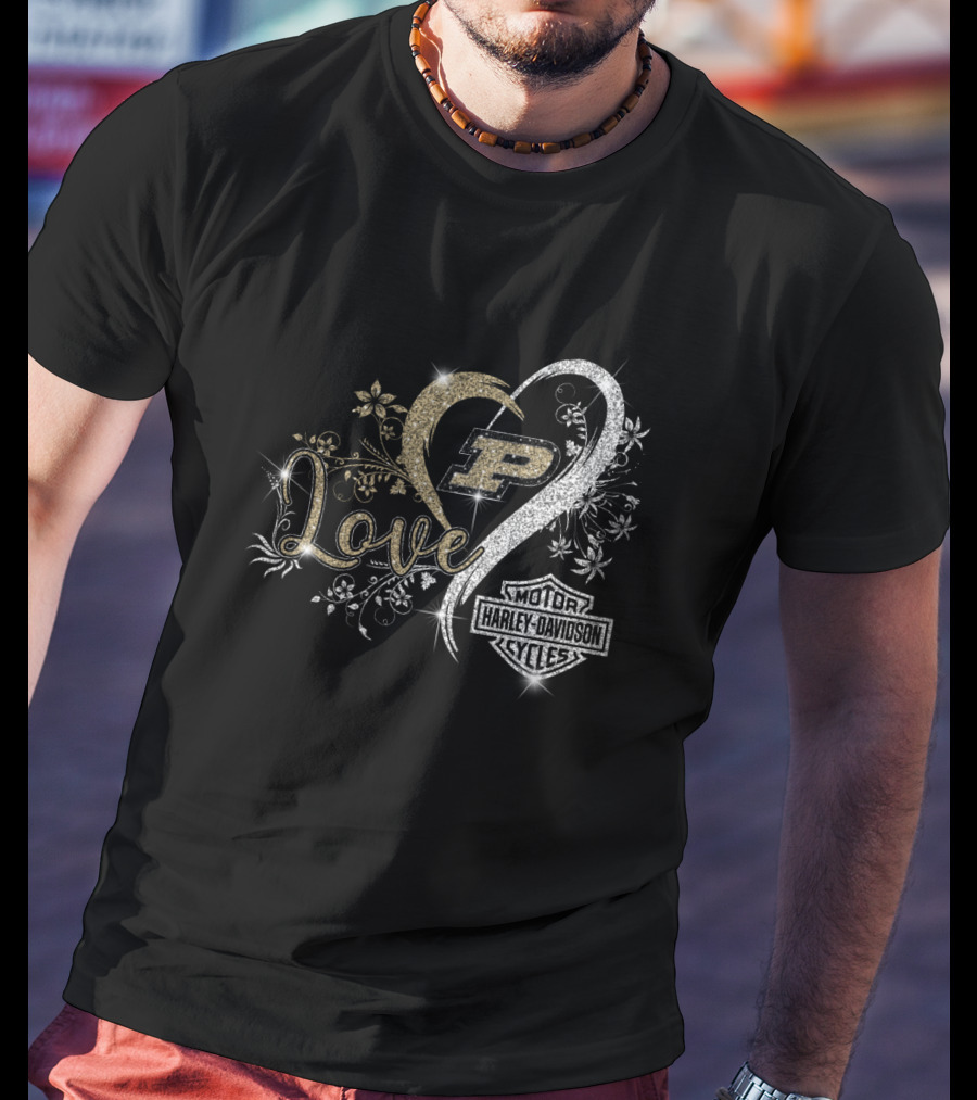 Love Purdue Boilermakers Harley Davidson Cycles T-Shirt