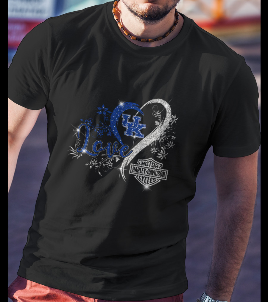 Love Uk Kentucky Wildcats Harley Davidson Motor Cycles T-Shirt