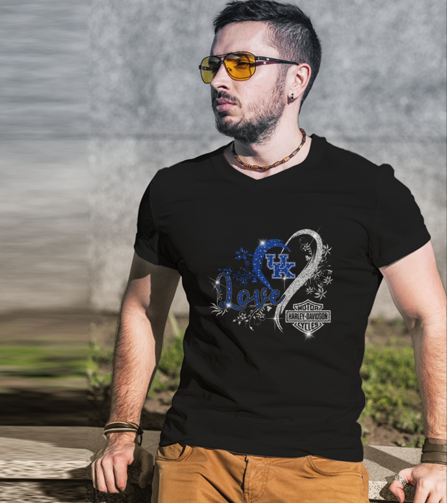 Love Uk Kentucky Wildcats Harley Davidson Motor Cycles T-Shirt