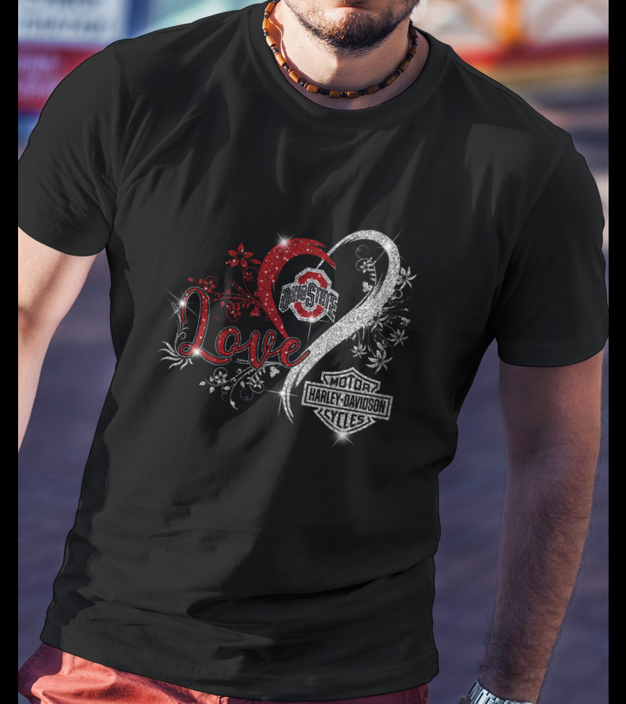 Love Ohio State Buckeyes Harley Davidson Cycles T-Shirt