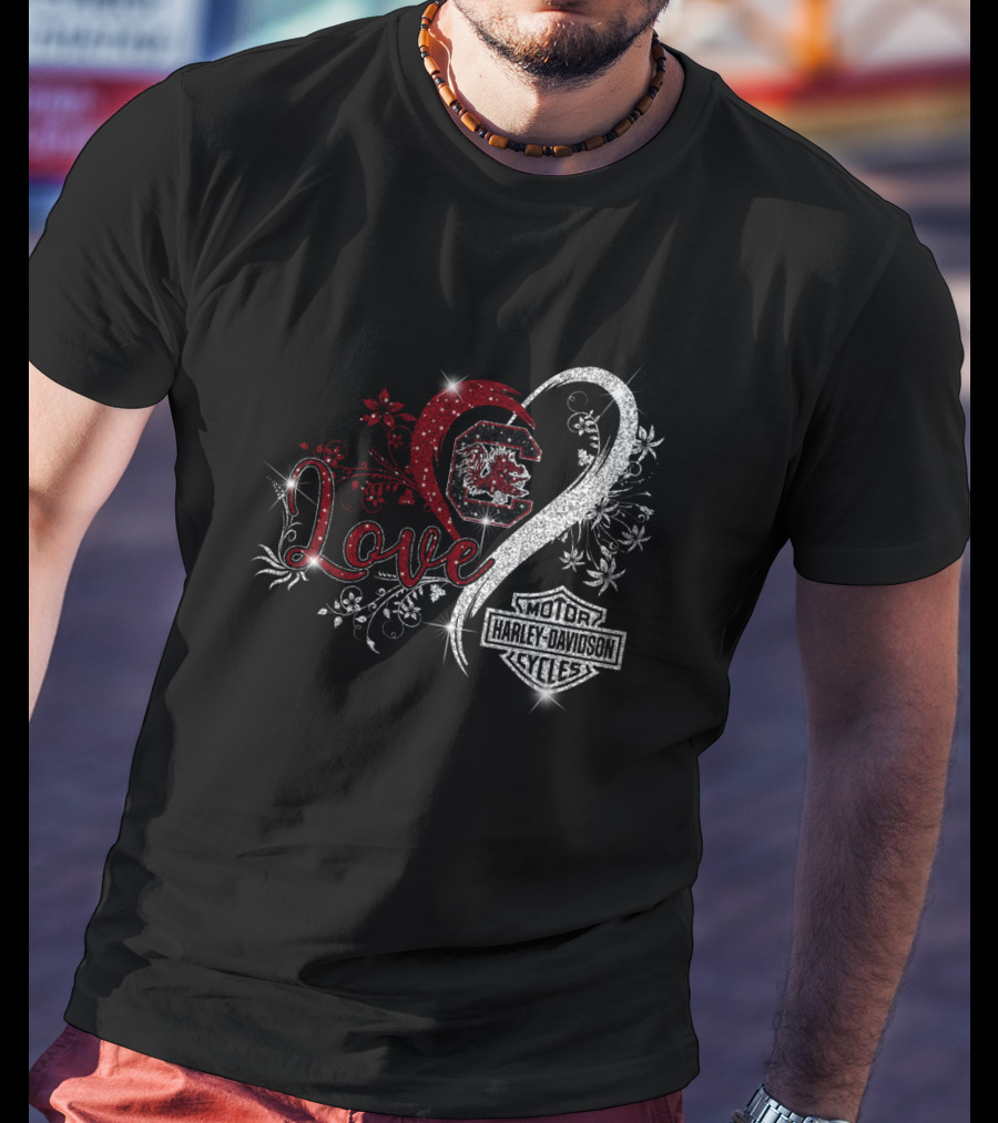 Love South Carolina Gamecocks Harley Davidson Cycles T-Shirt