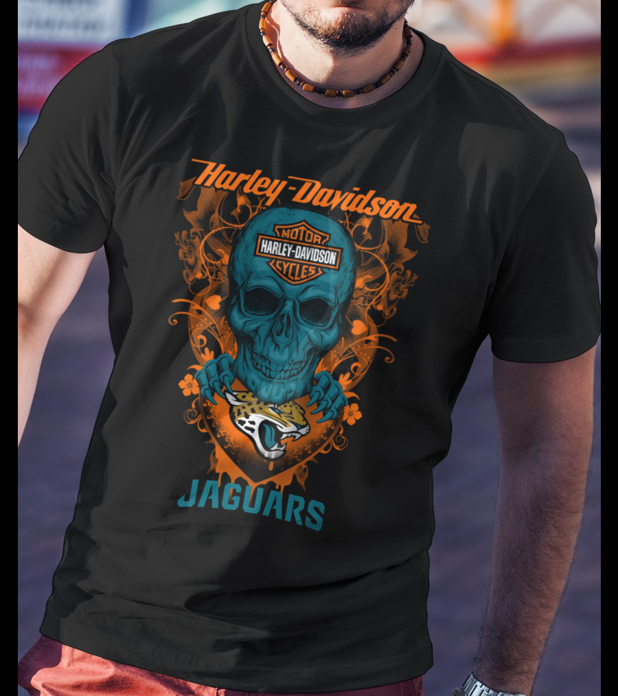 Harley Davidson Skull Jacksonville Jaguars T-Shirt