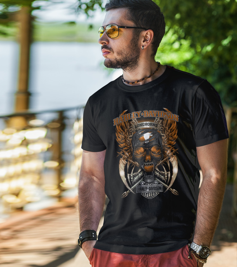 Harley Davidson Longhorns Motor Cycles T-Shirt