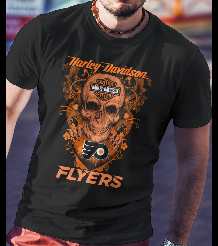Harley Davidson Flyers Skull Nhl Philadelphia Flyers T-Shirt