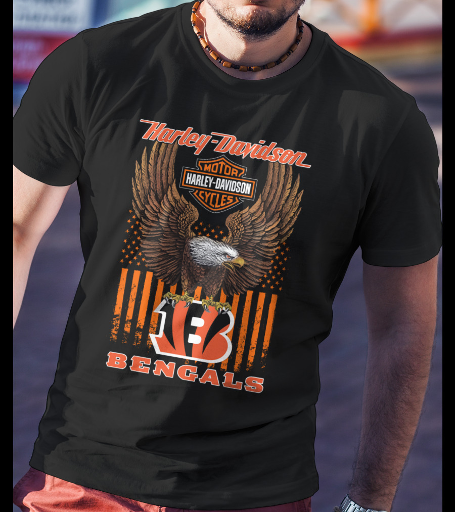 Harley Davidson Motor Cycles Eagle B Bengals T-Shirt