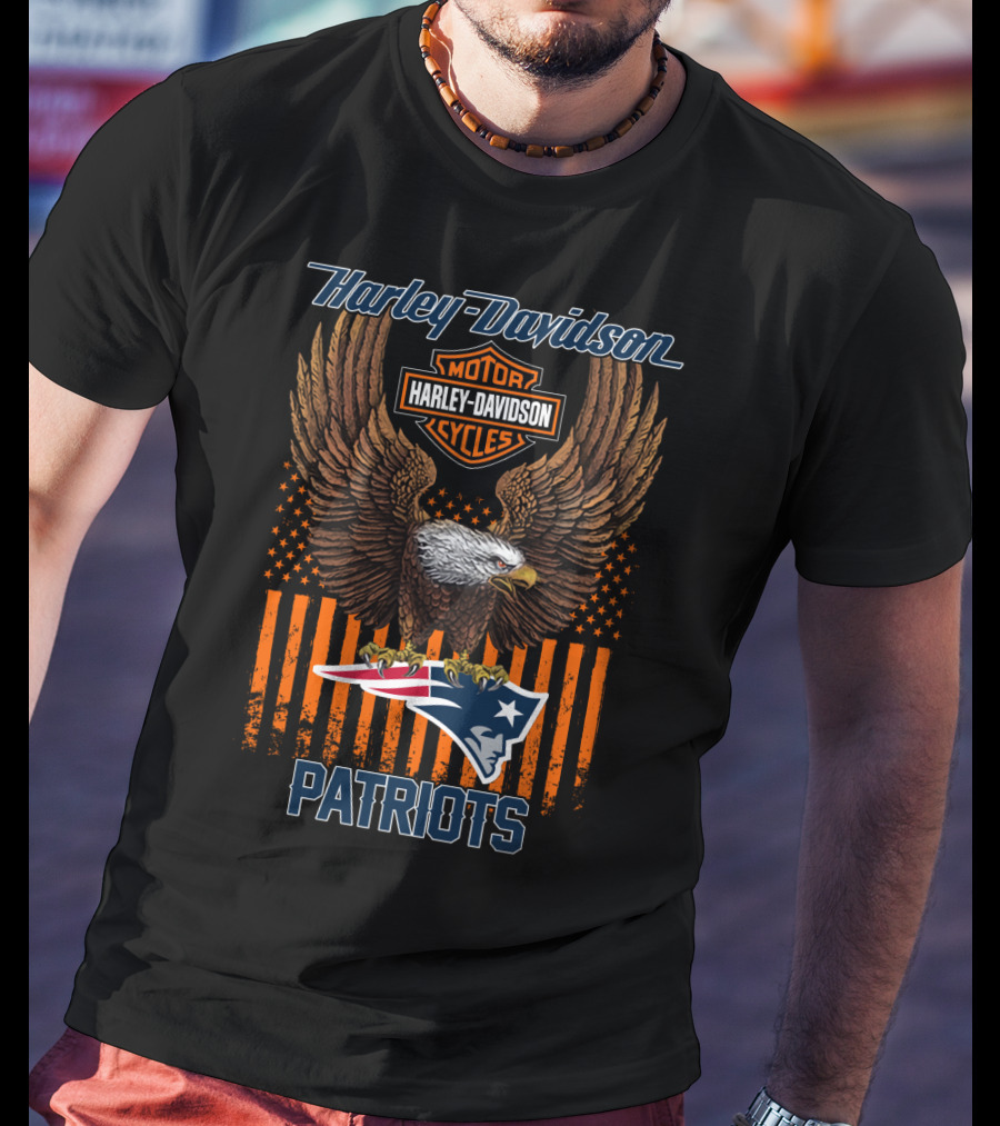 Harley Davidson Motorcycles New England Patriots Eagle T-Shirt