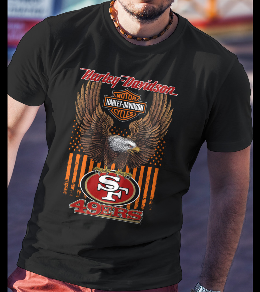 Harley Davidson San Francisco 49ers Nfl Eagle Logo Fusion T-Shirt