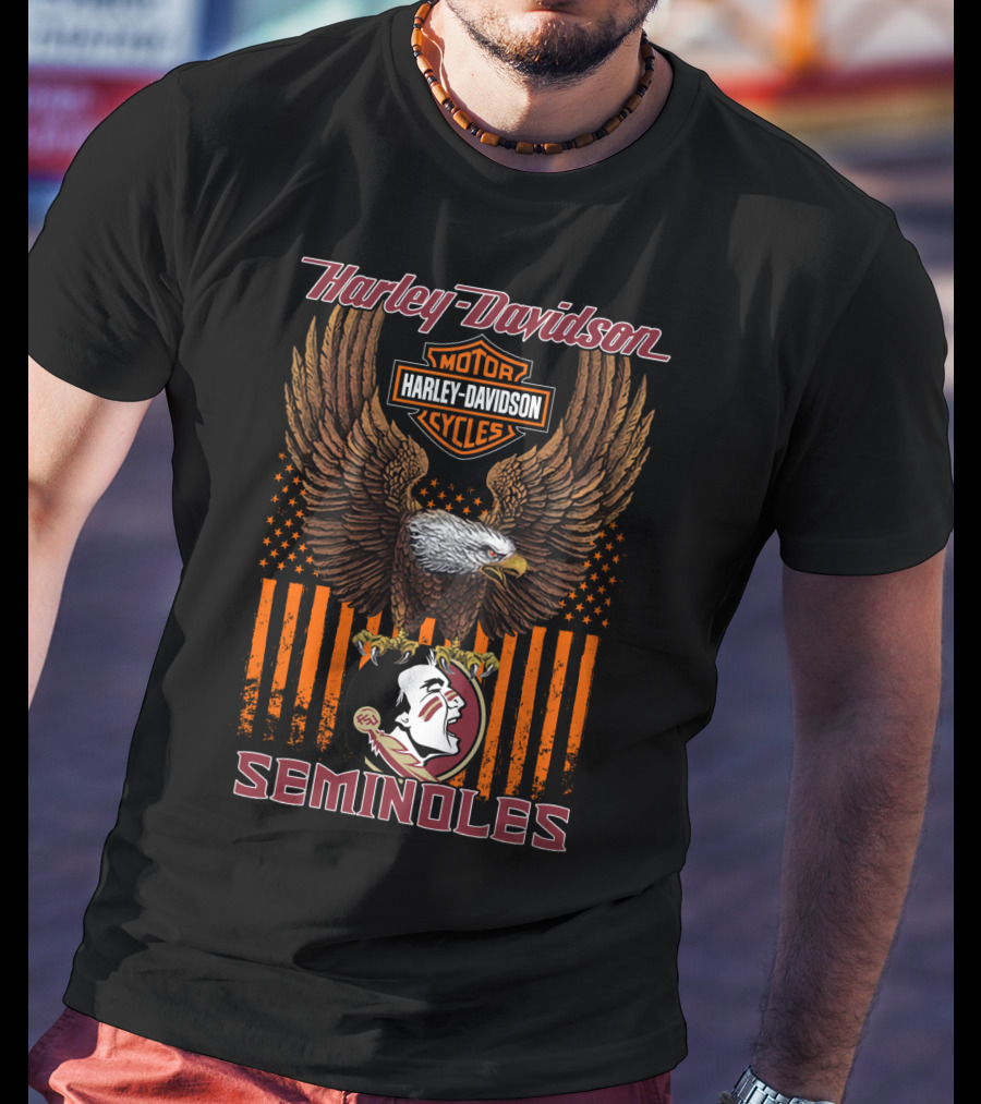 Harley Davidson Motor Cycles Eagle Seminoles Florida State T-Shirt