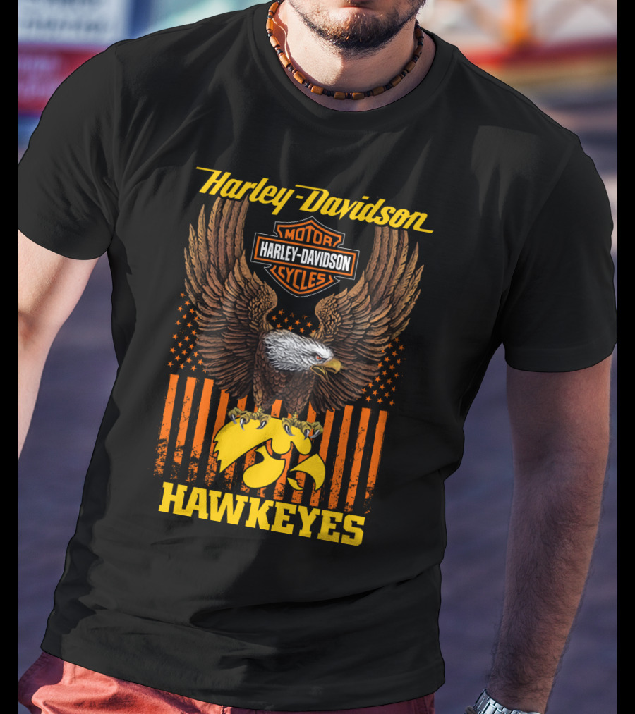 Harley Davidson Motor Cycles Eagle Iowa Hawkeyes T-Shirt