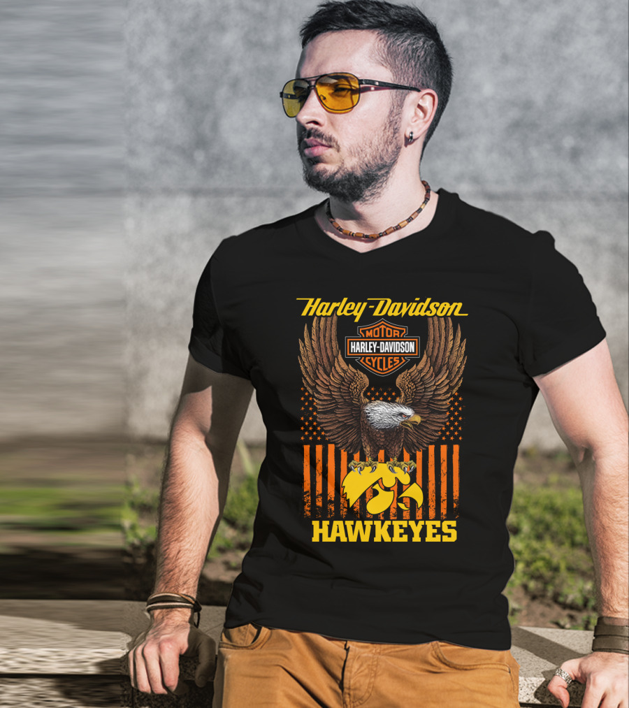 Harley Davidson Motor Cycles Eagle Iowa Hawkeyes T-Shirt