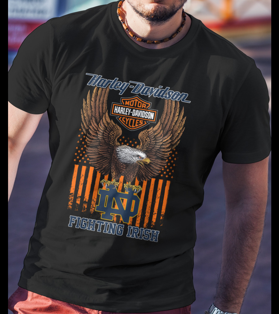 Harley Davidson Notre Dame Fighting Irish Motorcycle Cycles Eagle T-Shirt