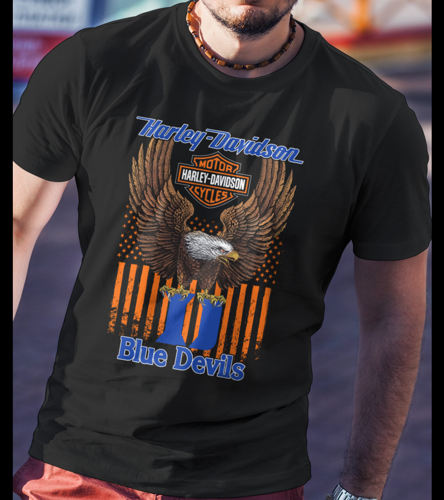 Harley Davidson Motorcycles Eagle Duke Blue Devils T-Shirt