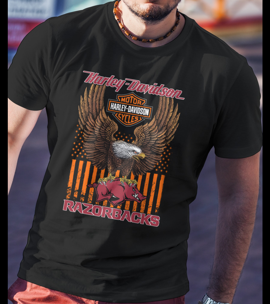 Harley Davidson Motor Cycles Eagle Razorbacks T-Shirt