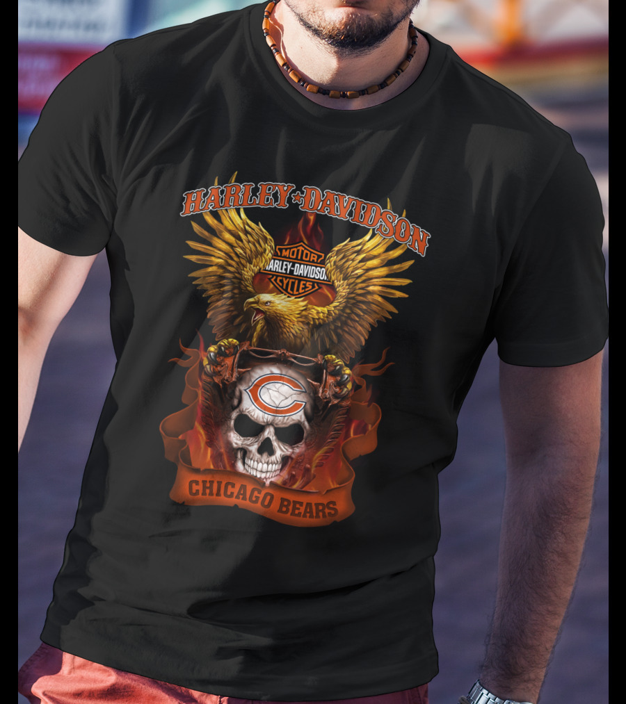 Harley Davidson Motor Cycles Chicago Bears T-Shirt