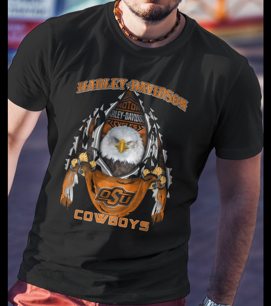 Harley Davidson Osu Cowboys Eagle Motorcycles T-Shirt