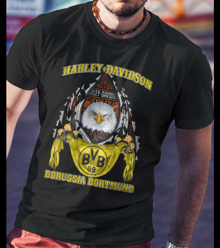 Harley Davidson Bvb 09 Borussia Dortmund Eagle Motor Cycles T-Shirt