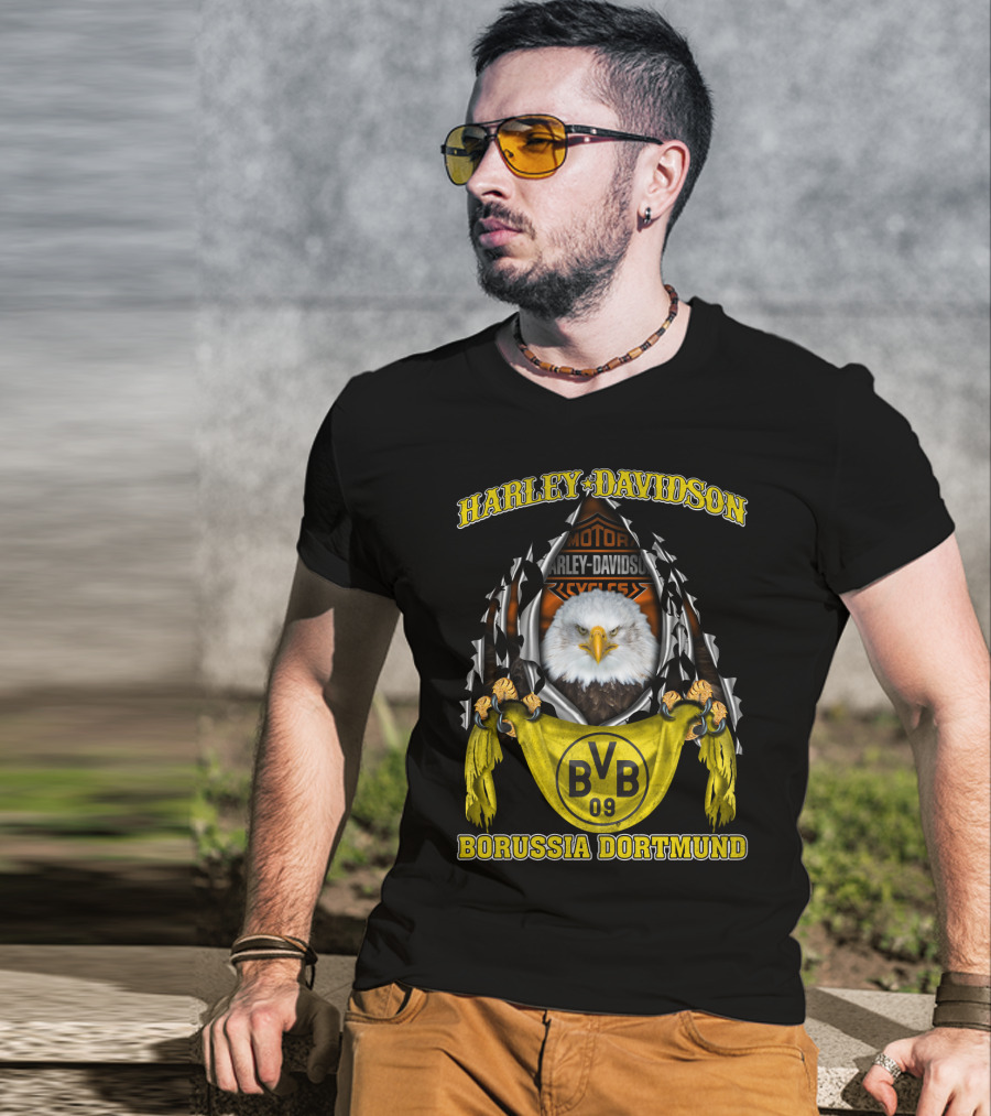 Harley Davidson Bvb 09 Borussia Dortmund Eagle Motor Cycles T-Shirt