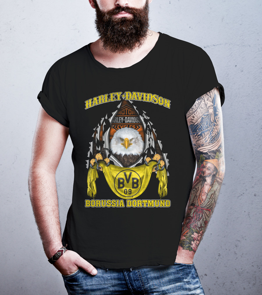 Harley Davidson Bvb 09 Borussia Dortmund Eagle Motor Cycles T-Shirt