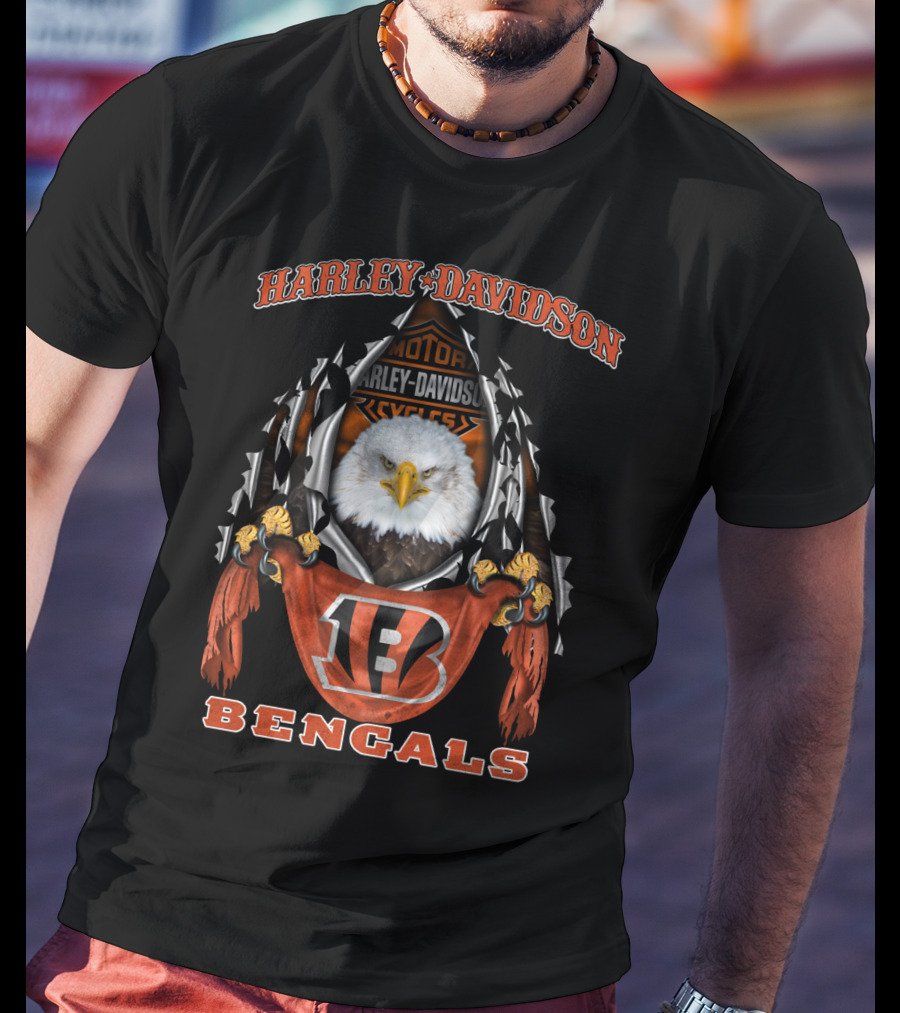 Harley Davidson Motor Cycles Eagle Bengals T-Shirt