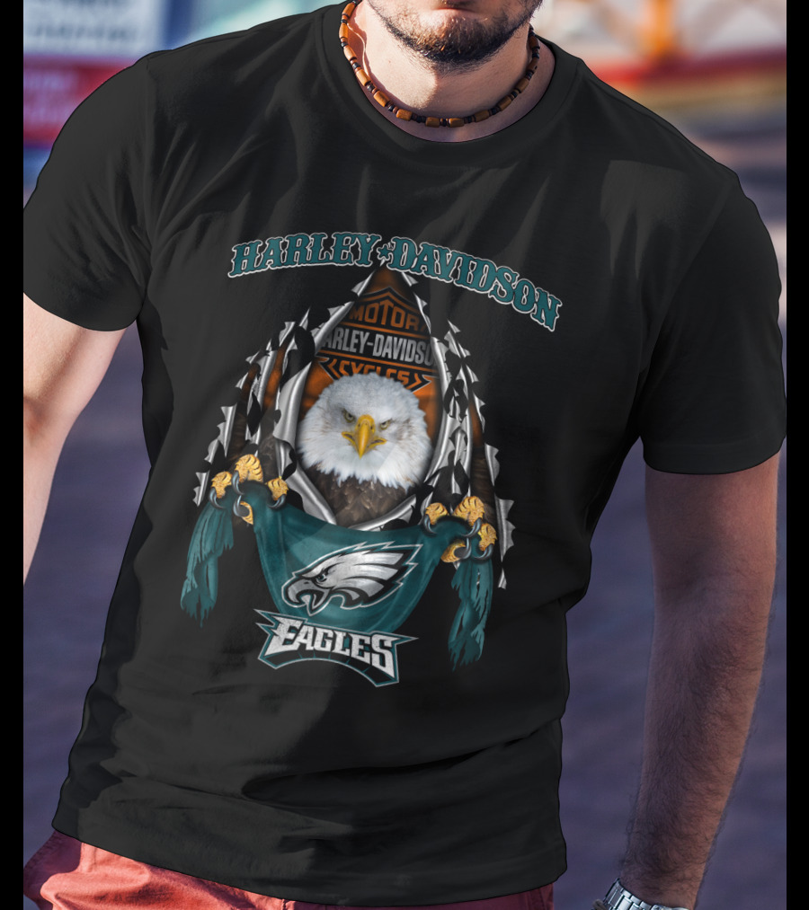 Harley Davidson Eagles Motor Philadelphia Nfl Cycles T-Shirt