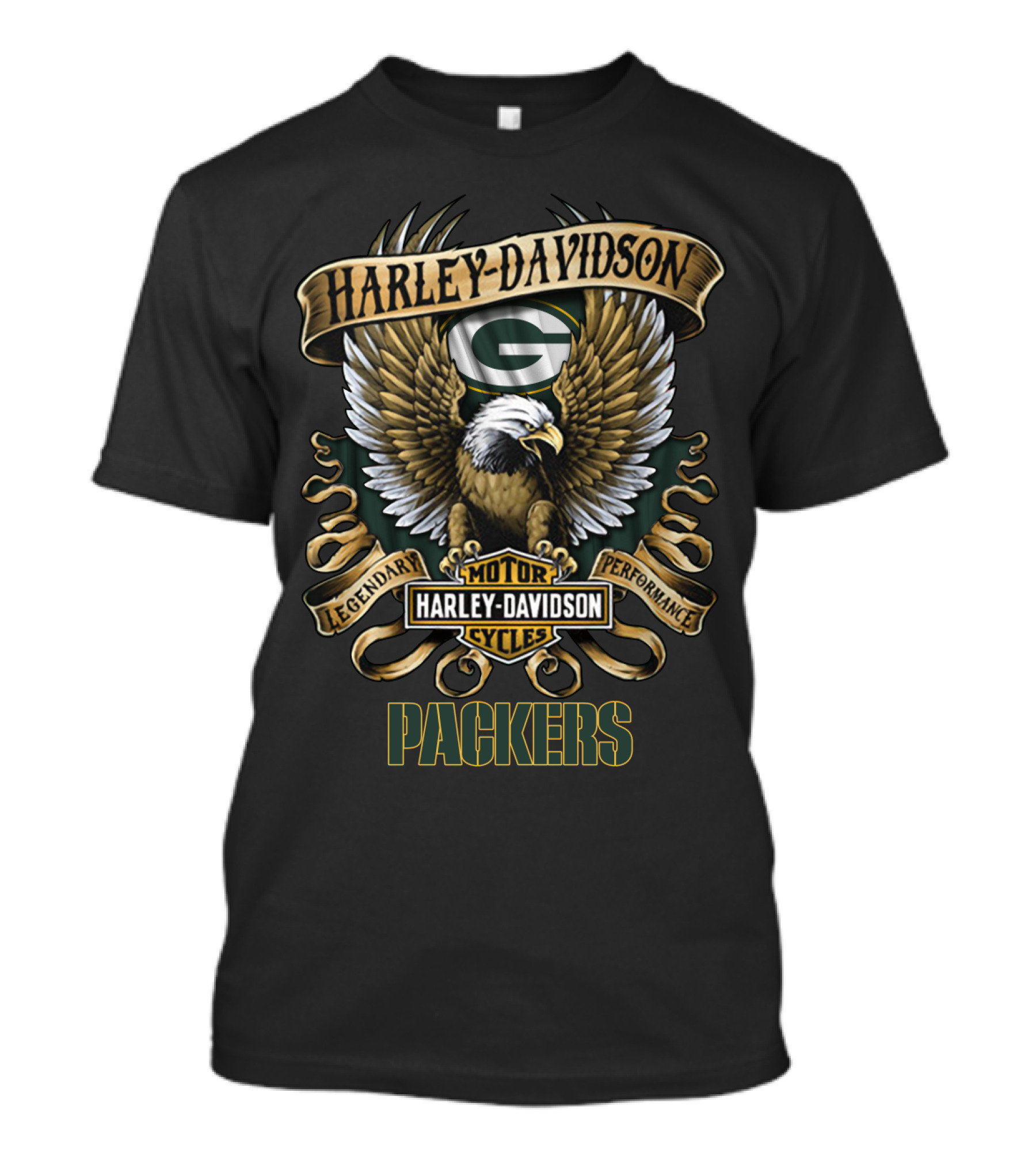 Harley Davidson Motor Cycles Legendary Performance Packers Green Bay T-Shirt