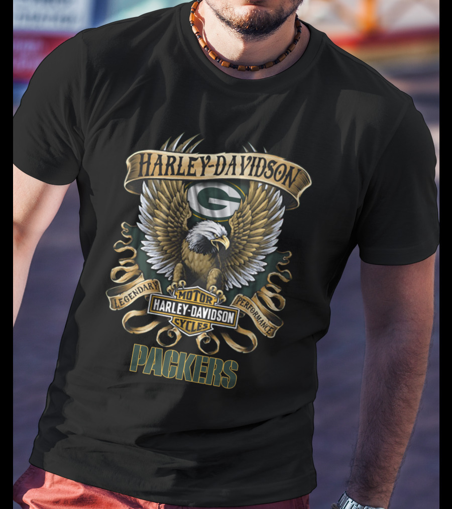 Harley Davidson Motor Cycles Legendary Performance Packers Green Bay T-Shirt