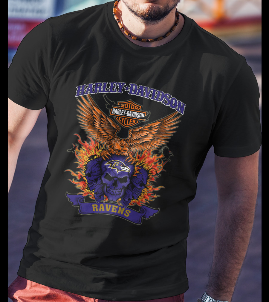 Harley Davidson Motor Cycles Baltimore Ravens 0304 Nfl T-Shirt