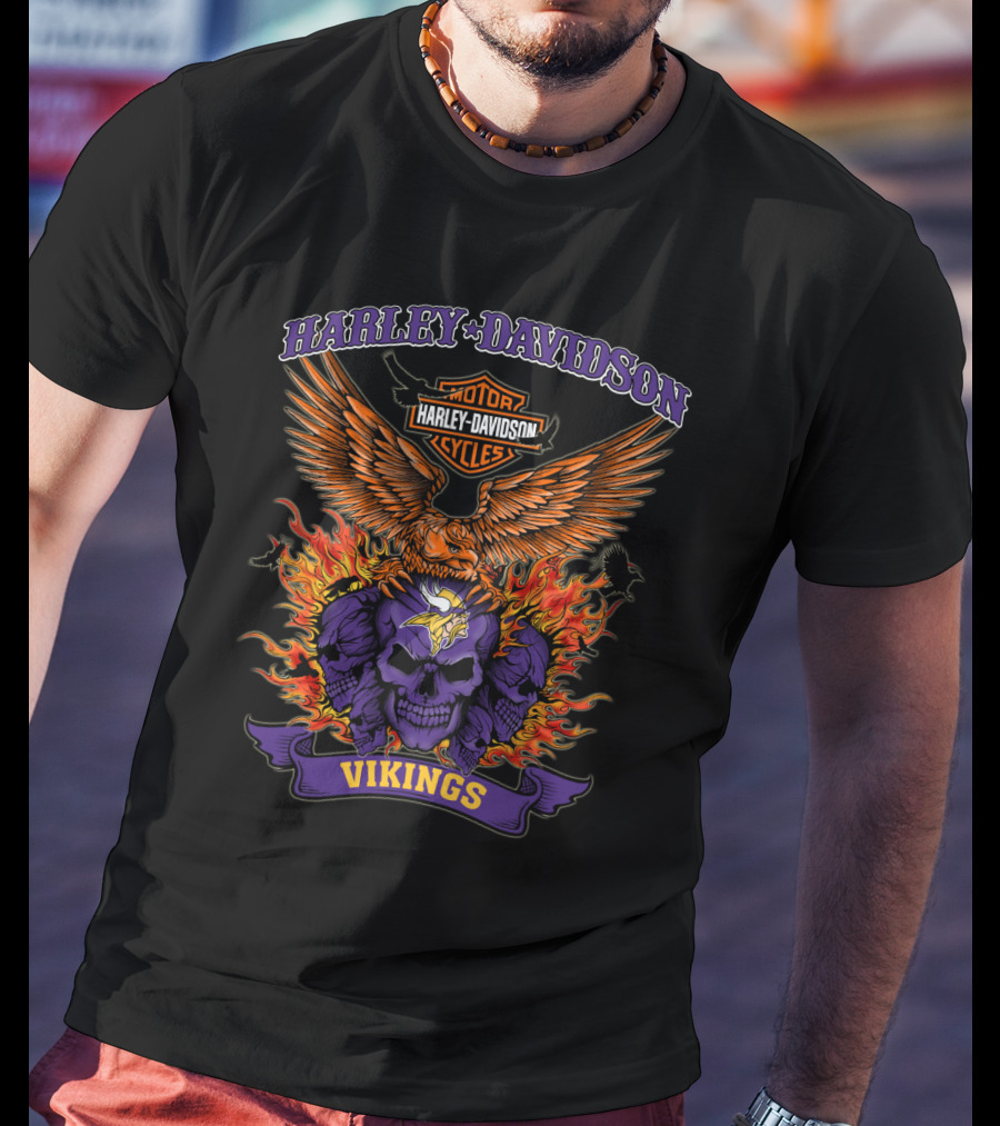 Harley Davidson Motor Cycles Vikings 0304 Nfl Minnesota Vikings T-Shirt