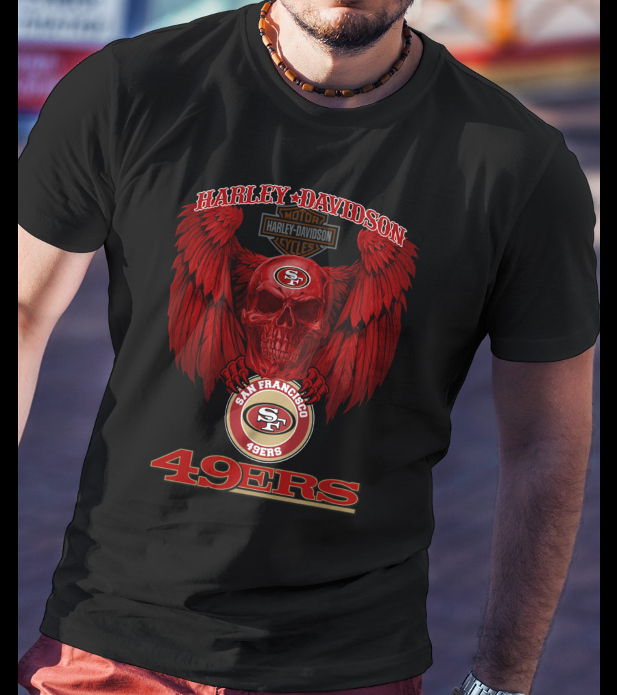 Harley Davidson San Francisco 49ers Skull Wings 49ers T-Shirt