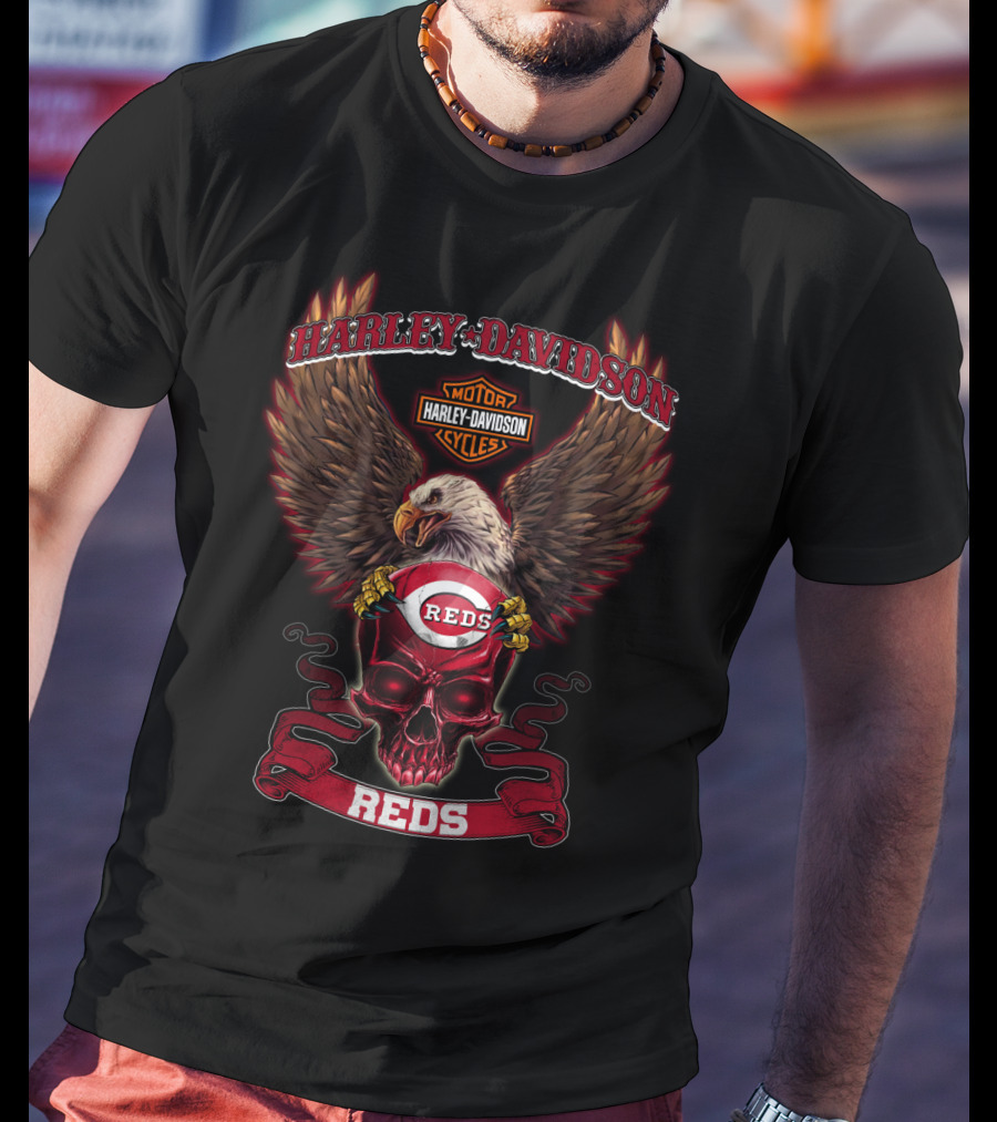 Harley Davidson Motor Cycles Reds Cincinnati Reds T-Shirt
