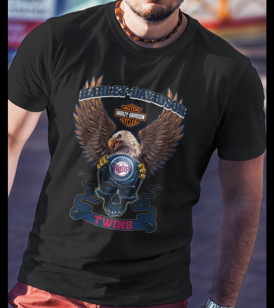 Harley Davidson Minnesota Twins Motorcycles Eagle Motor Cycles Twins T-Shirt