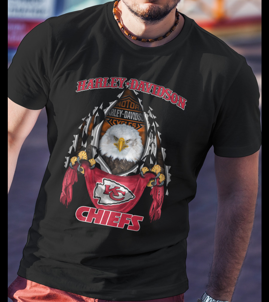 Harley Davidson Motorcycles Eagle Kansas City Chiefs T-Shirt