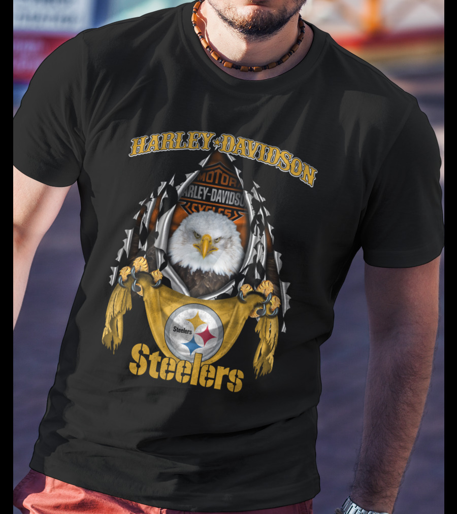 Harley Davidson Motorcycles Steelers Eagle T-Shirt