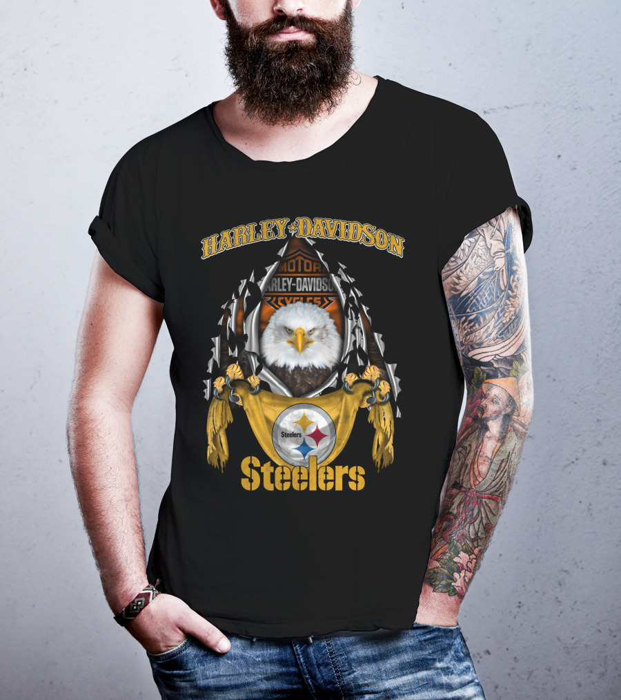 Harley Davidson Motorcycles Steelers Eagle T-Shirt