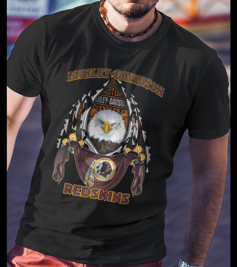 Harley Davidson Redskins Nfl Bald Eagle 84 Washington T-Shirt