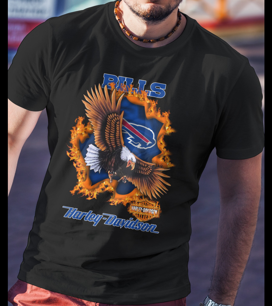Bills Harley Davidson Buffalo Bills Eagle Flames T-Shirt