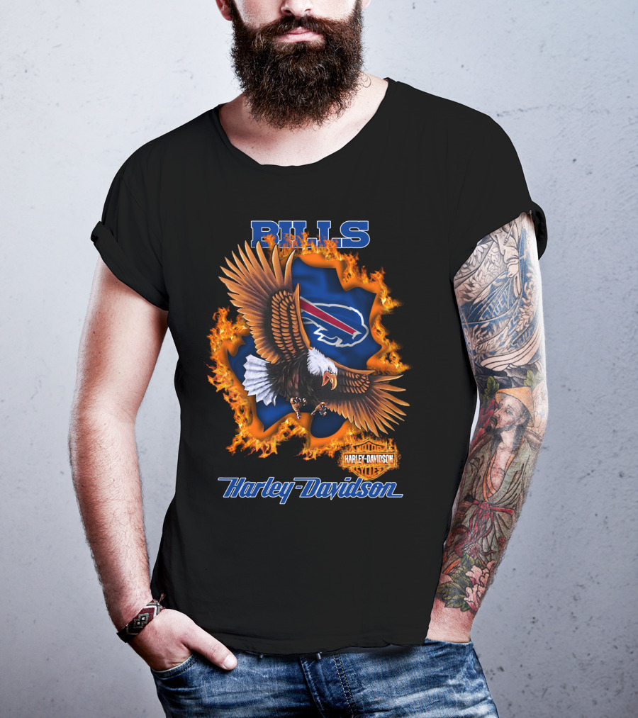 Bills Harley Davidson Buffalo Bills Eagle Flames T-Shirt