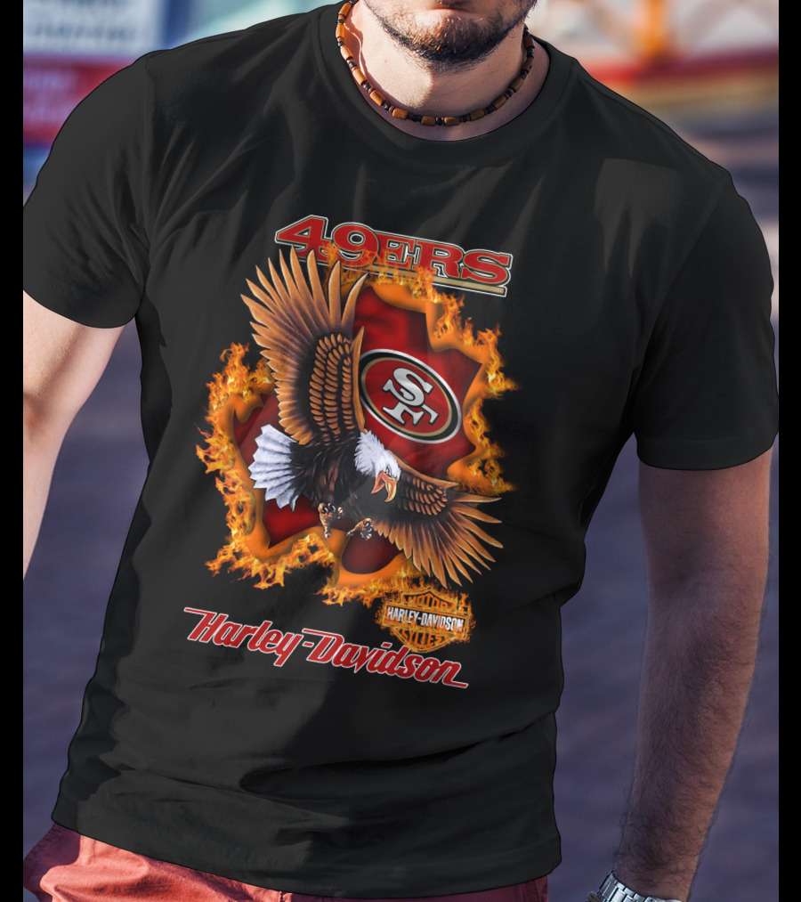 49ers Sf Harley Davidson Eagle Flame T-Shirt