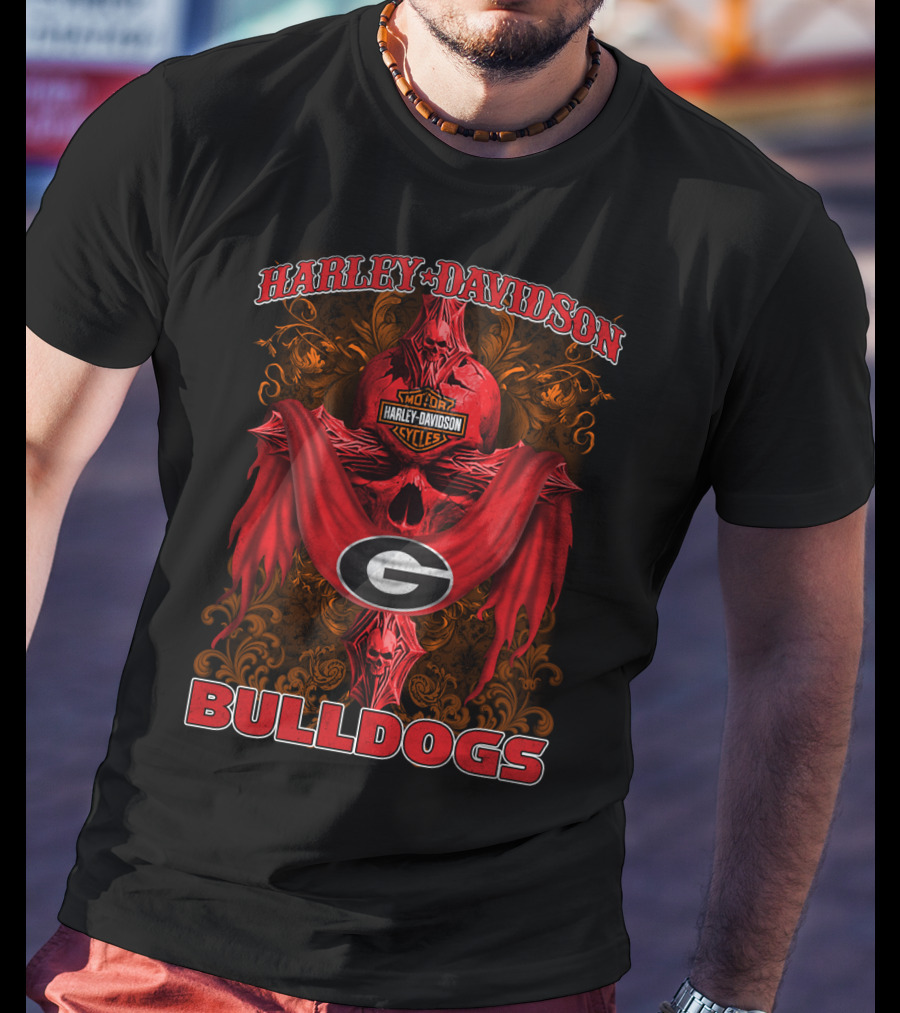 Harley Davidson Georgia Bulldogs Motorcycle Cycles T-Shirt