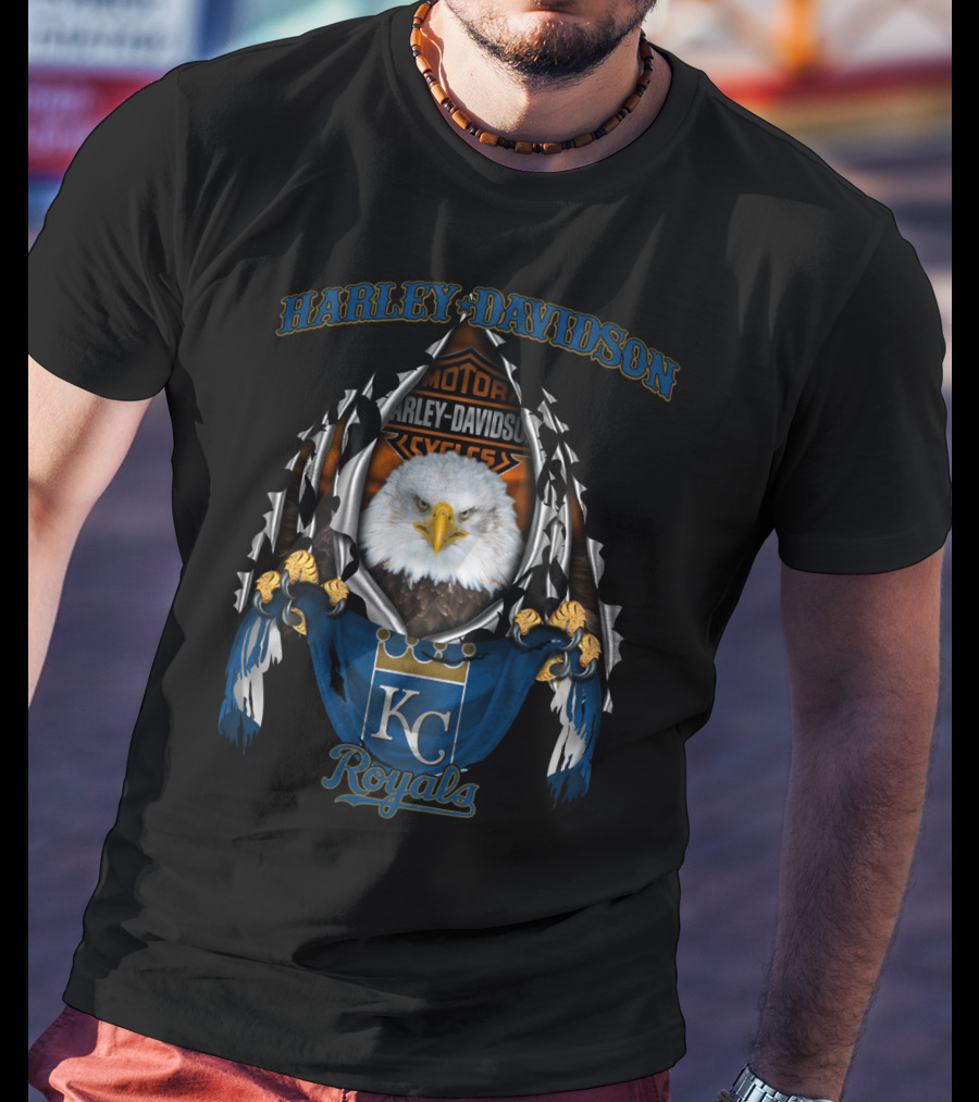 Harley Davidson Kc Royals Bald Eagle Motorcycles T-Shirt