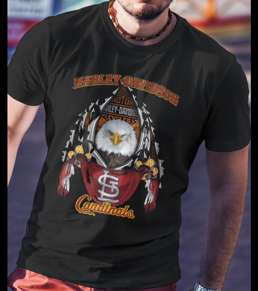 Harley Davidson St Louis Cardinals Bald Eagle T-Shirt