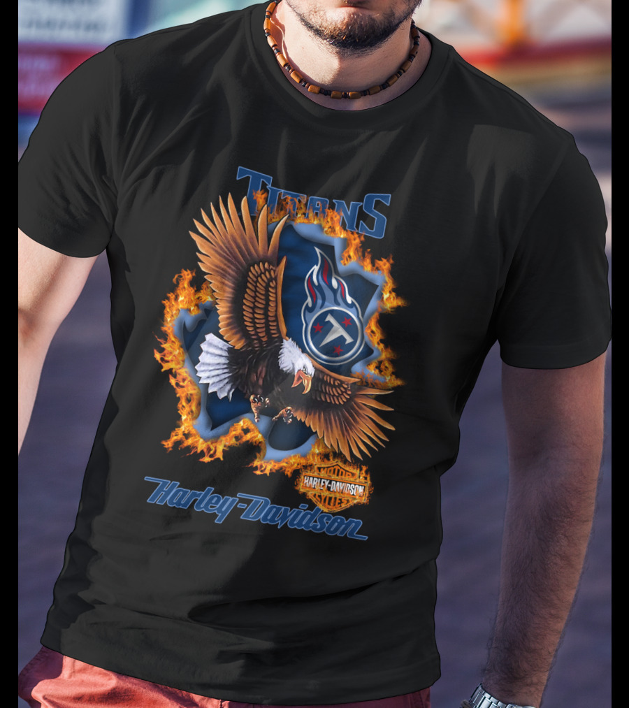 Tennessee Titans Harley Davidson Fire Eagle Nfl 84 T-Shirt