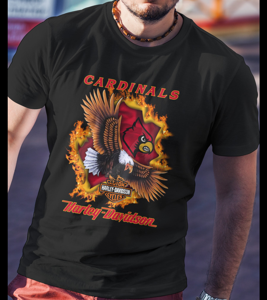 Cardinals Harley Davidson Cycles Eagle Flame T-Shirt