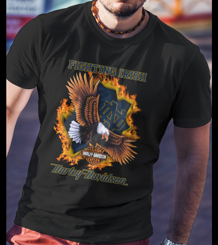 Fighting Irish Harley Davidson Ncaa Notre Dame 04.08 Eagle T-Shirt