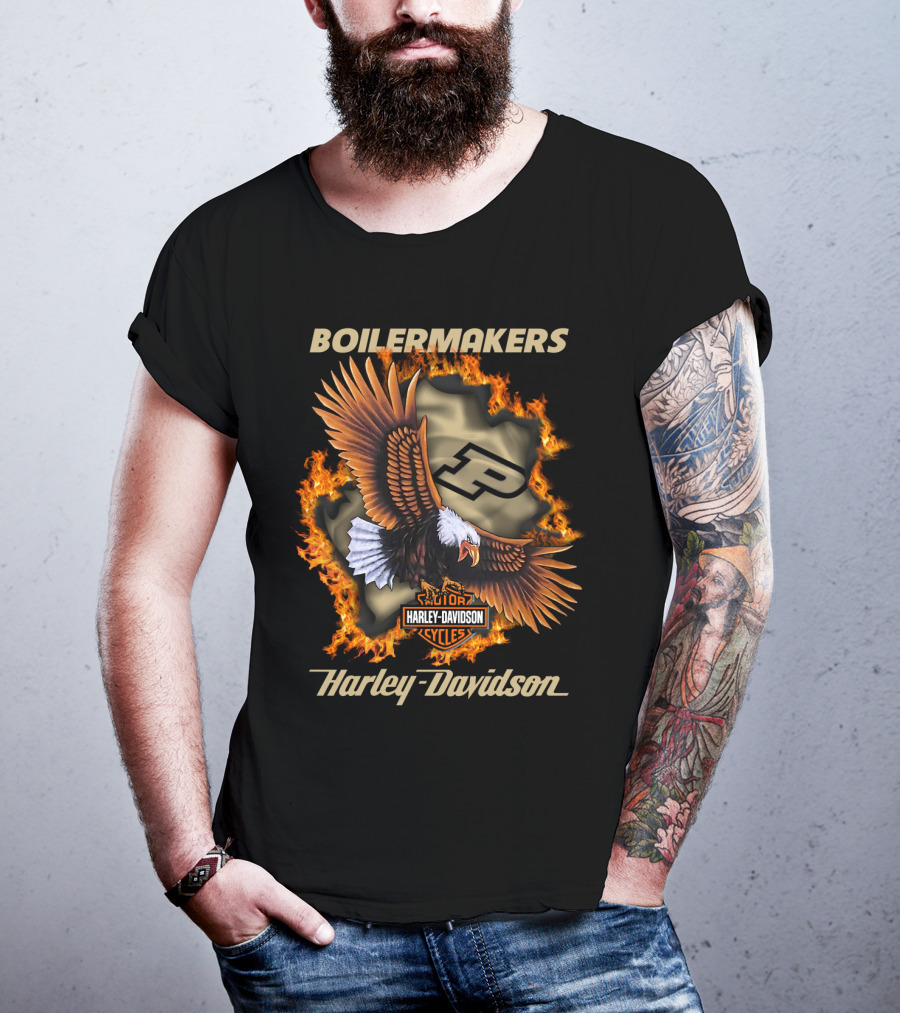 Boilermakers Harley Davidson Purdue Eagle And Flame T-Shirt