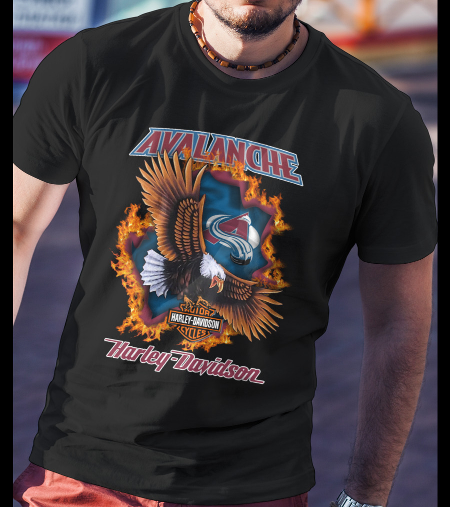 Avalanche Colorado Harley Davidson Nhl Eagle Flames T-Shirt