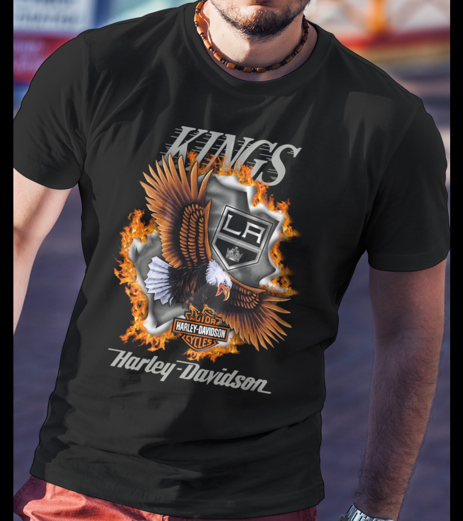 Harley Davidson Los Angeles Kings Nhl Eagle Flame T-Shirt
