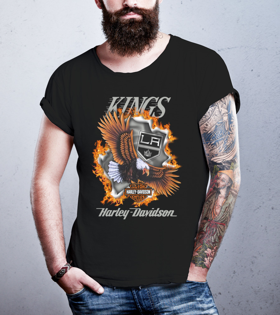 Harley Davidson Los Angeles Kings Nhl Eagle Flame T-Shirt