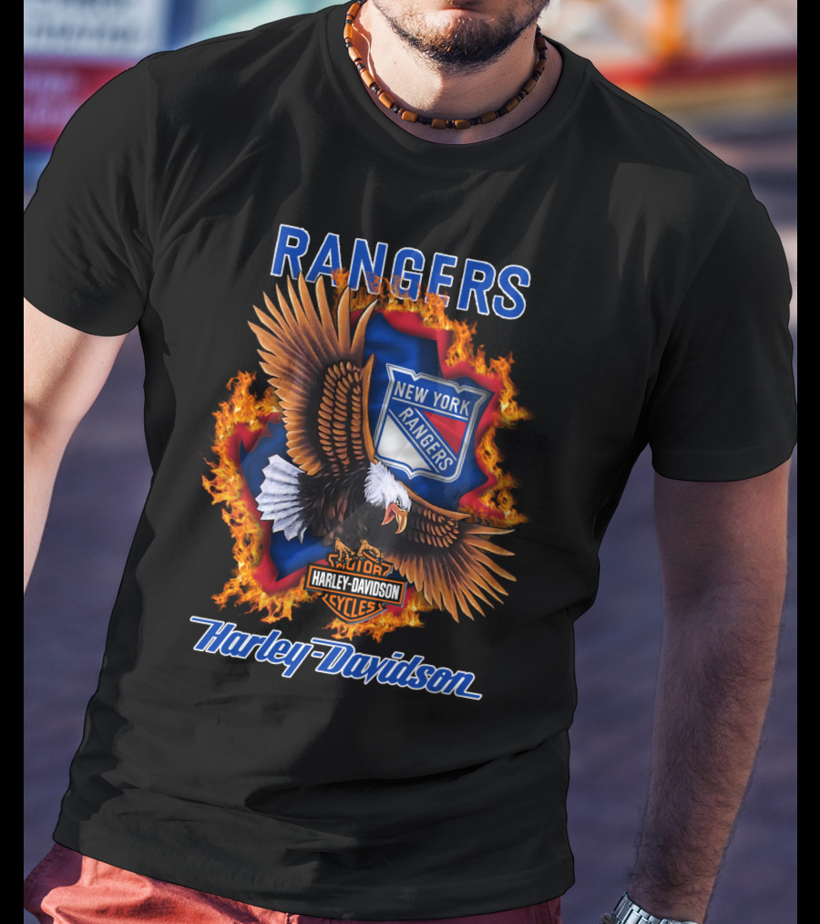 Rangers New York Rangers Harley Davidson Eagle T-Shirt